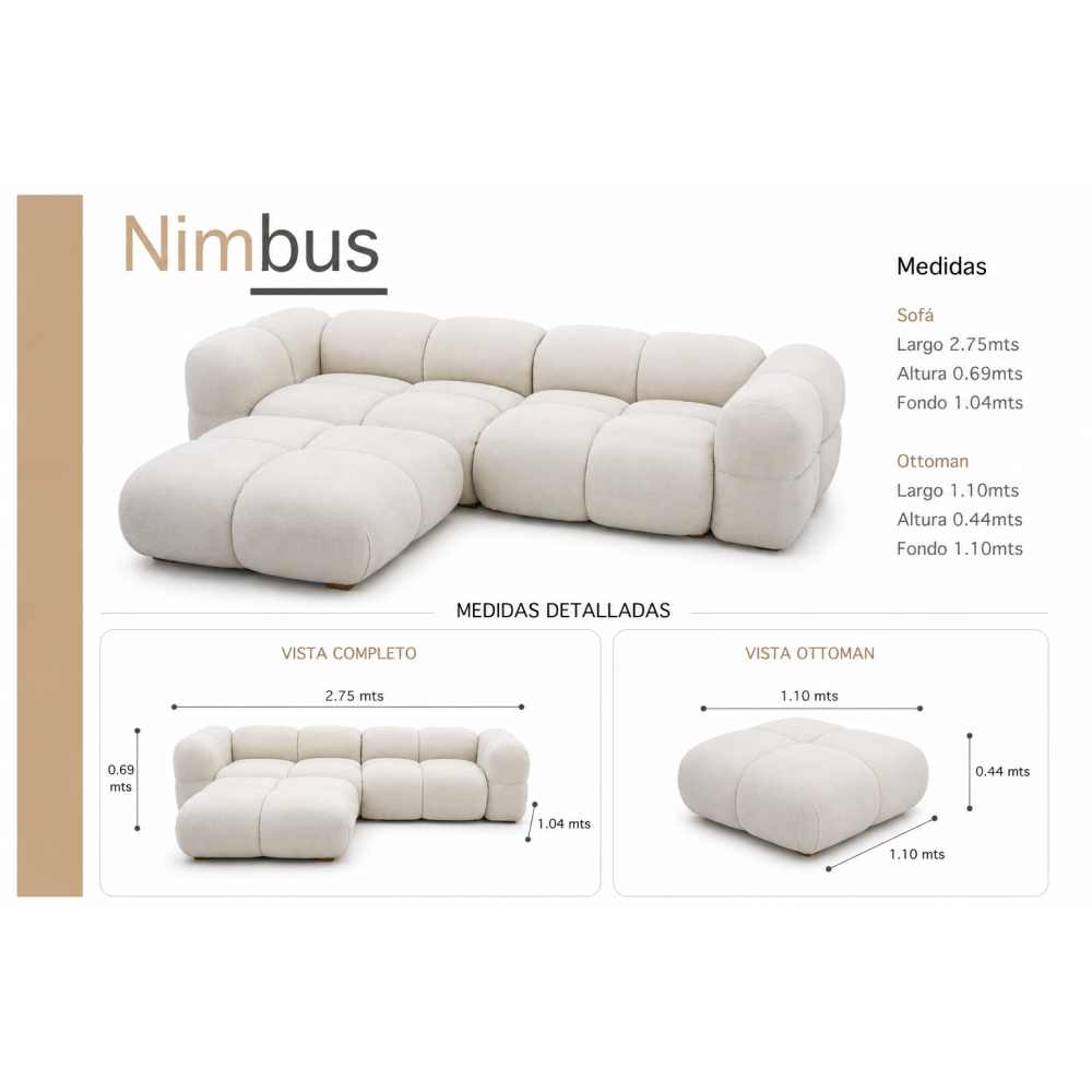 NIMBUS SOFÁ (3 Plazas) + OTTOMAN