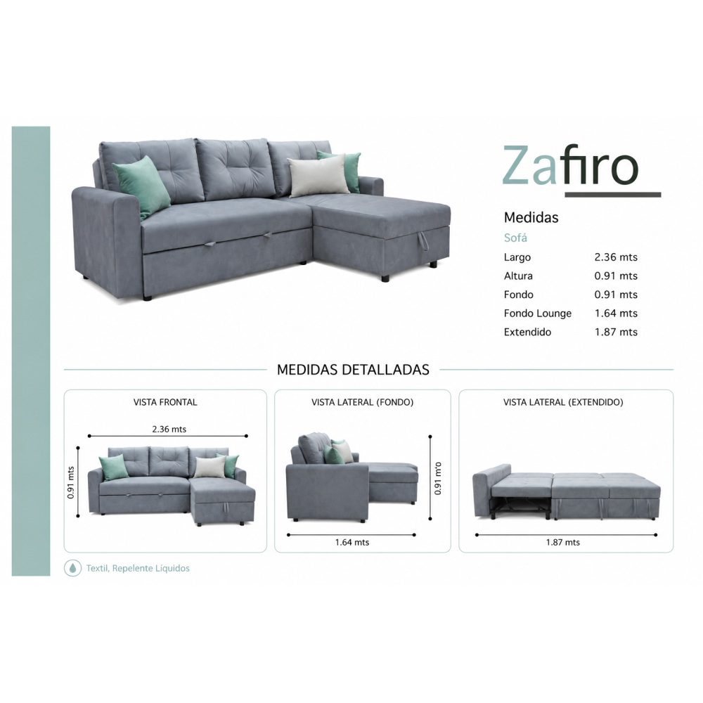 ZAFIRO SECCIONAL  (Sofá Cama con Baúl)