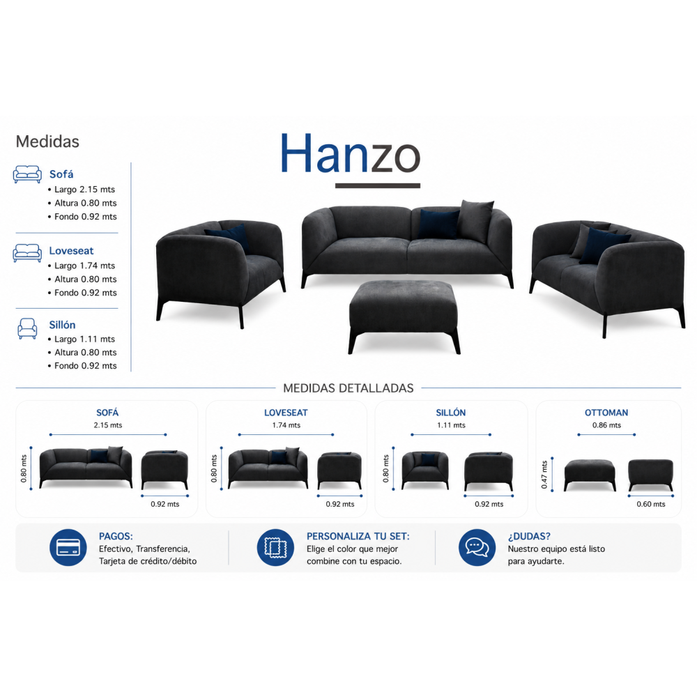 HANZO (Set 3 2 1 + Ottoman)