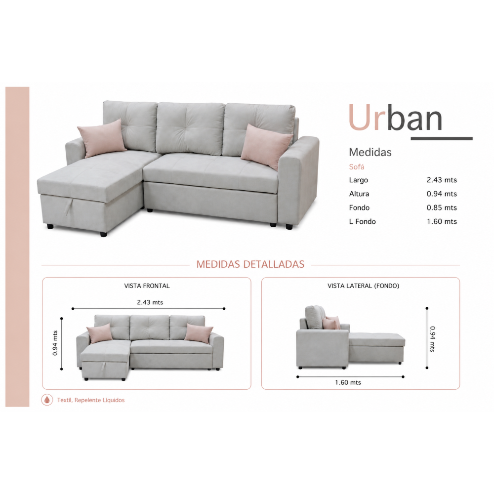 URBAN SECCIONAL  (Sofá Cama con Baúl)